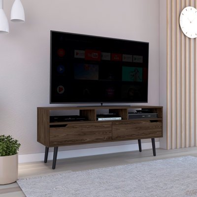 Tv Stand For TV´S Up 51", Two  Drawers, Four Legs, Three Open Shelves
