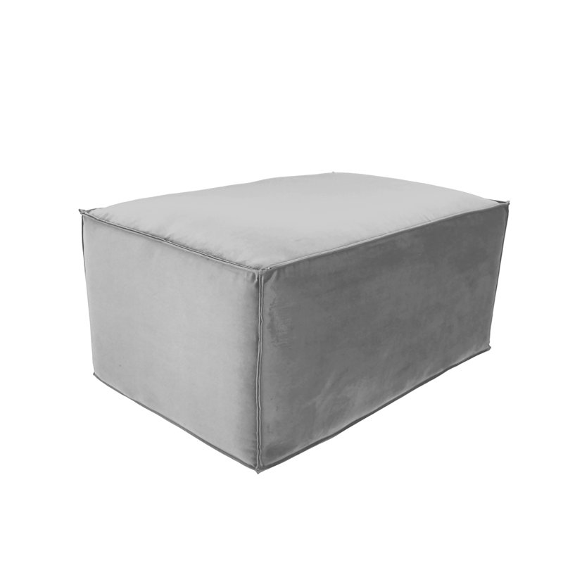 Microfiber & Vinyl Overstuffed 36" x 24" Rectangle Ottoman, 16"H, Sterling