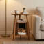 Table de bout ronde 2 en 1 en bois naturel pour chat