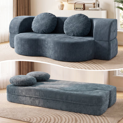  77" Upholstered Convertible Futon Sofa 