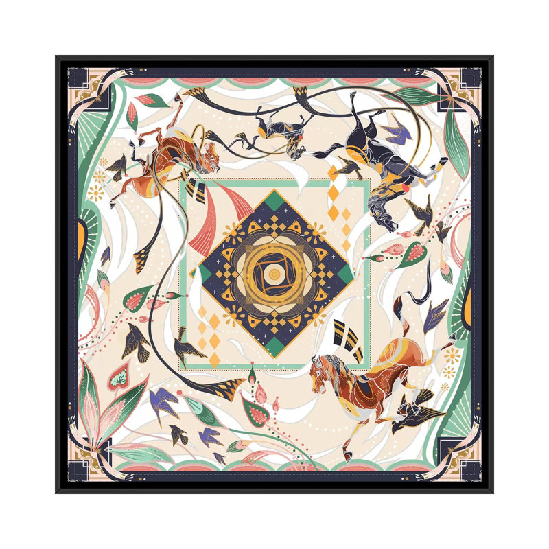 Pegasus by Sija Hong - Painting on Canvas, Black Framed, 45.72 cm H x 45.72 cm W