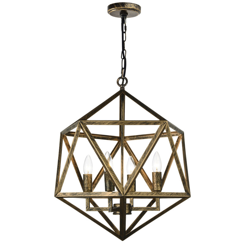 20'' Antique Forged Copper Rustic Pendant Light for Dining Room, Kitchen, Entryway – LED Compatible 4-Light with E12 Bulb Base