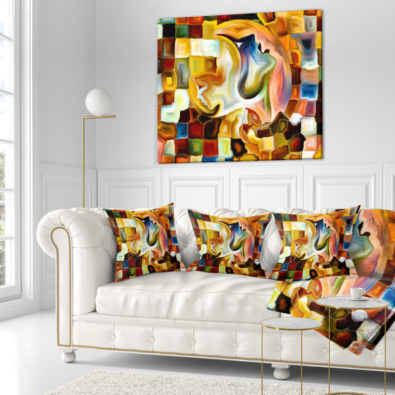Vibrant Abstract Multicolor Polyester Throw Pillow 12x20
