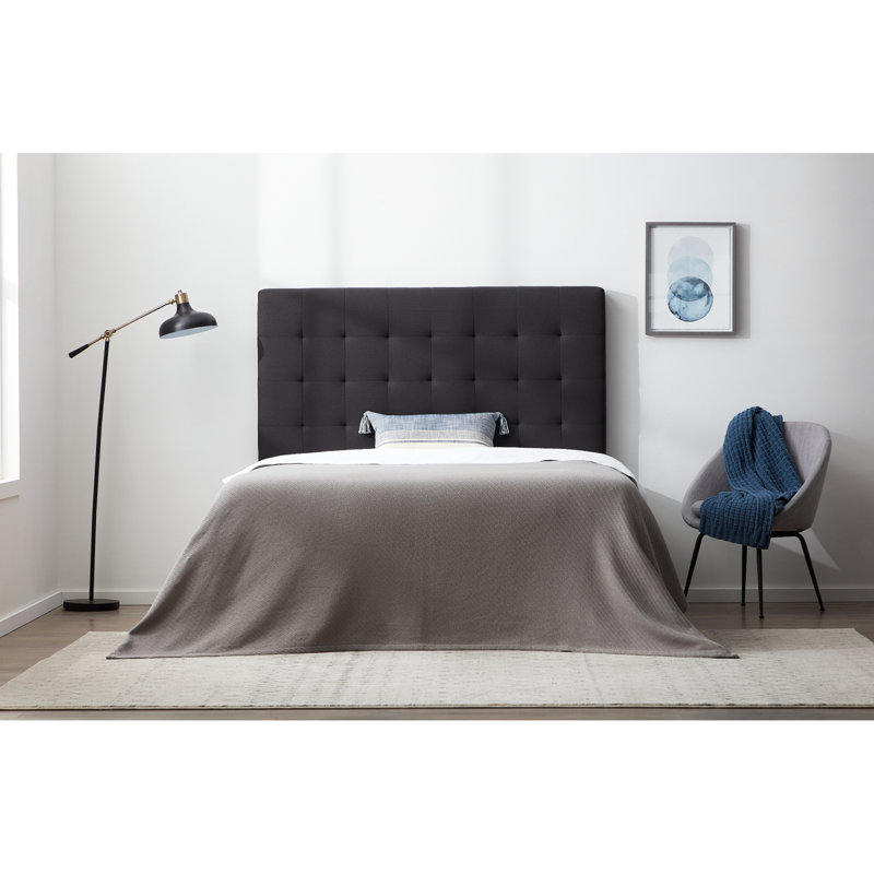 Generic Rectangle Square Tufted Headboard, Queen, Charcoal, Charcoal, Queen