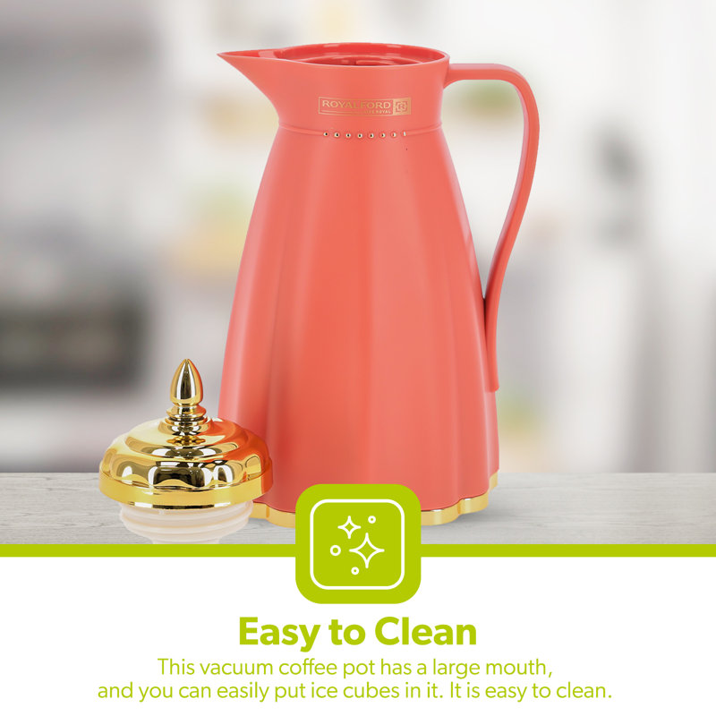 ROYALFORD Glass Vacuum Flask | Vacuum Insulated Tea Carafe 1000ML | Heat & Cold Retention, Thermal Insulated Airpot | Insulated jug Preserves Flavor & Freshness, Household Office Kettle