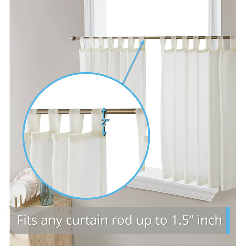 Tieba Sheer Curtain Pair, 54"W x 24"L, Ivory