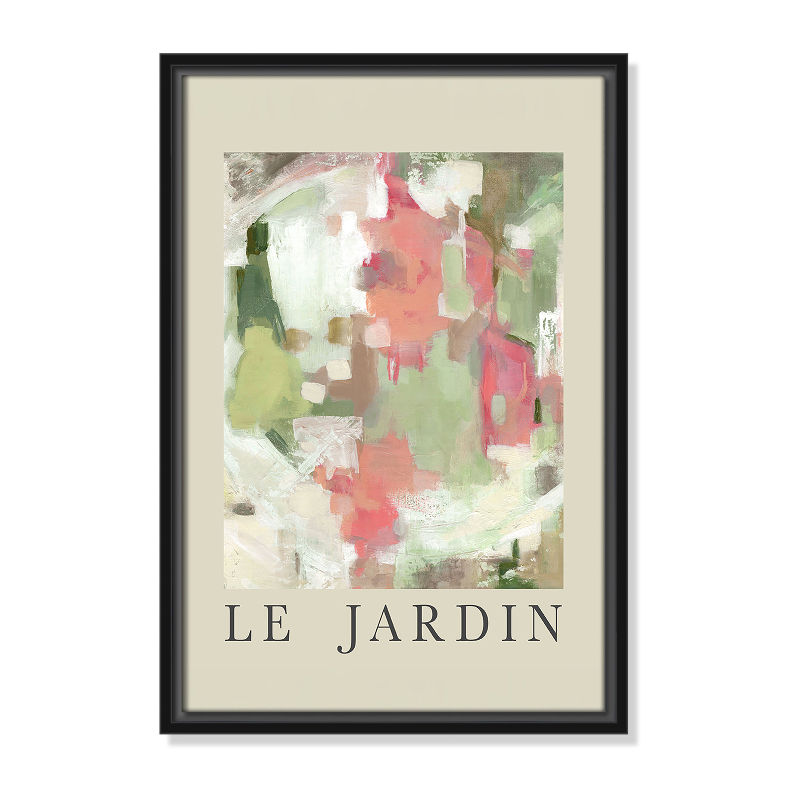 Riya "Le Jardin" Print by Carol Robinson, Black Floater Frame, No, 19.5" H x 13.5" W x 2" D