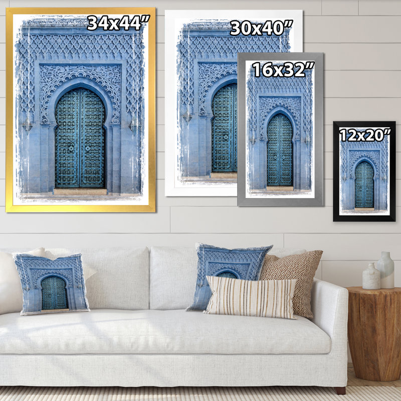 Porte d'entrée en bois traditionnelle marocaine traditionnelle - photographie sur toile, H 32 po x l 16 po