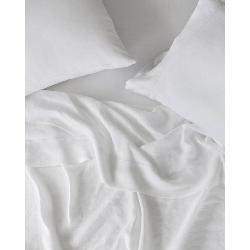 Ensemble de draps en lin Baloo Living, Ensemble de draps pour taille de lit double avec t, Blanc