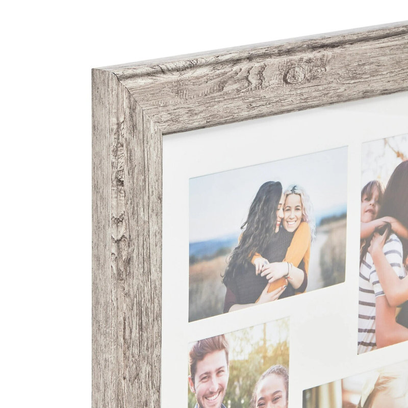 Vintage Beveled-Edge Collage Picture Frame, Holds 8 Photos, Creative Wall Decor Display Frame