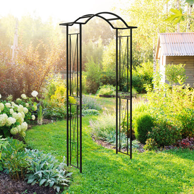 Cahors 124cm W x 36cm D Steel Arbour in Black