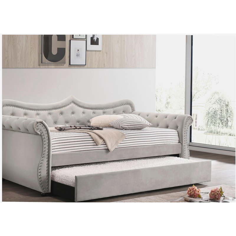 Adkins Beige Linen Daybed W/Trundle (Twin)