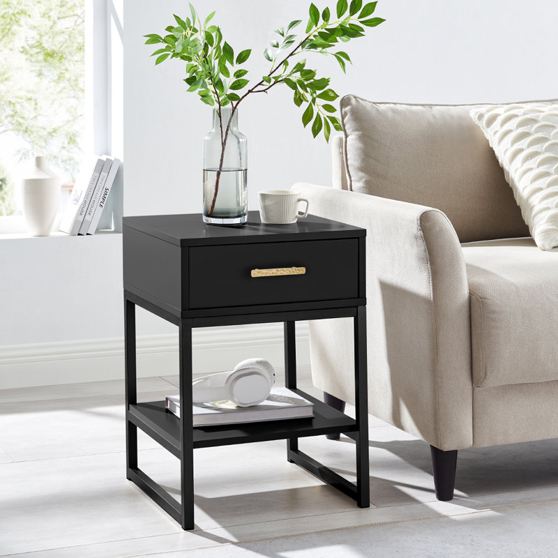 40cm W Metal Bedside Table