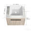 Meuble-lavabo flottant de 36 po au design moderne avec lavabo d'art en céramique, dalle de pierre plate blanche et petites tablettes de rangement, porte à fermeture douce