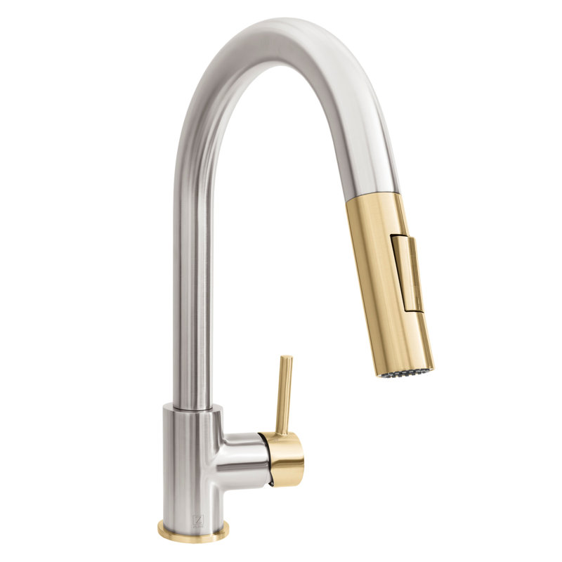 ZLINE Autograph Gemini Pull Down Single Handle Kitchen Faucet, Brushed Nickel;Champagne Bronze