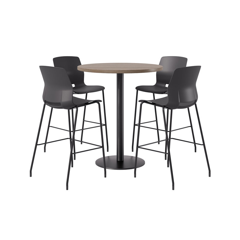 Ensemble repas pour 4 personnes à hauteur de bar, Teck studio, H 41 po x L 36 po x l 36 po, Noir