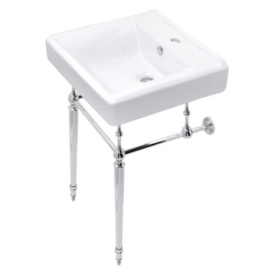 Kingston Brass Edwardian 20-Inch Porcelain Console Sink with Brass Legs (1-Hole)