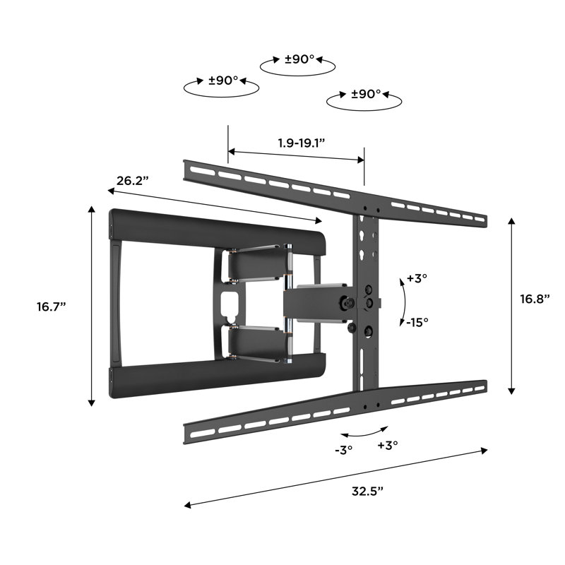 ProMounts Premium Articulating/Full Motion TV Wall Mount for 37" - 85" Screens, Holds up to 120 lbs.