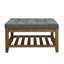 Table basse en bois de hêtre avec plateau en lin gris foncé et tablette à pieds réglables, utilisation polyvalente-429261127