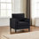 Chaise d'appoint Boucle avec structure en bois massif et pieds en bois d'hévéa, chaise longue rembourrée avec coussin à ressorts ensachés, chaise d'appoint de salon