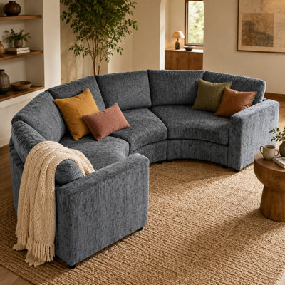 Schum 109.4" Curved Sectional Sofa, 3-Seater Semi-Circular Chenille Couch with Deep Seating, Modern Round Modular Sofa, Solid Pine Frame, Soft Upholstery, for Living Room