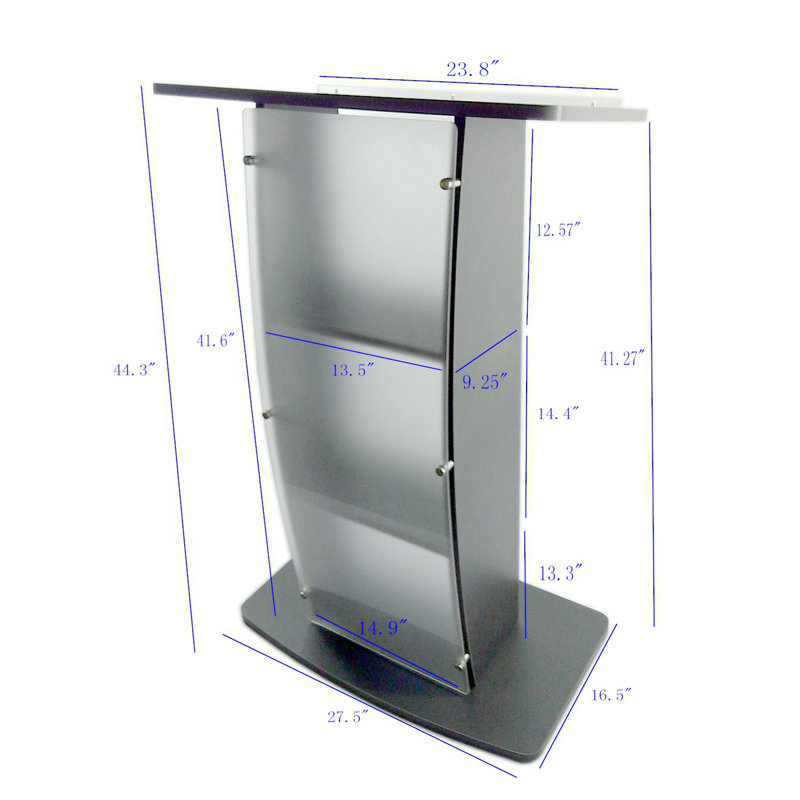 Dark Grey 44" Tall Acrylic and Wood Podium with Frosted Panel