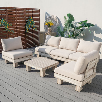 Ensemble de conversation pour 5 personnes avec coussins