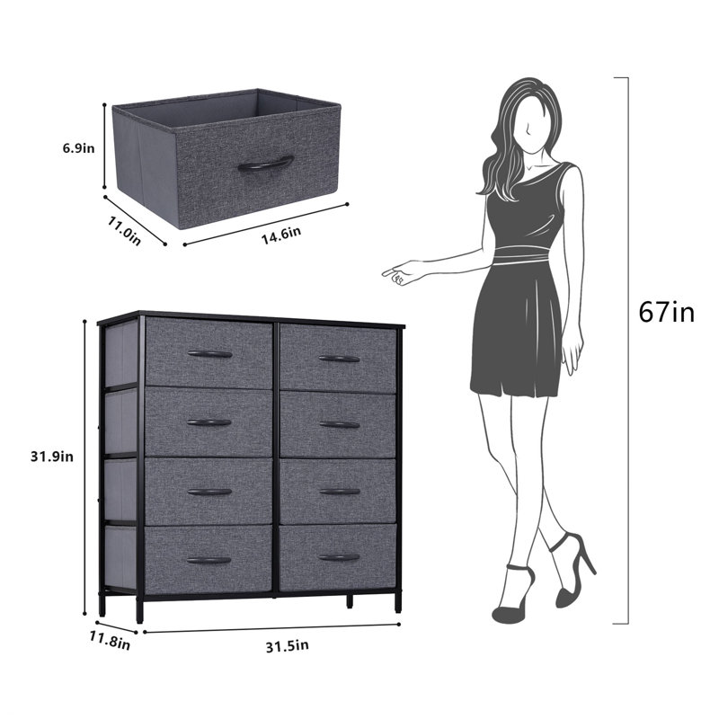 Commode double 8 tiroirs l 31,5 po