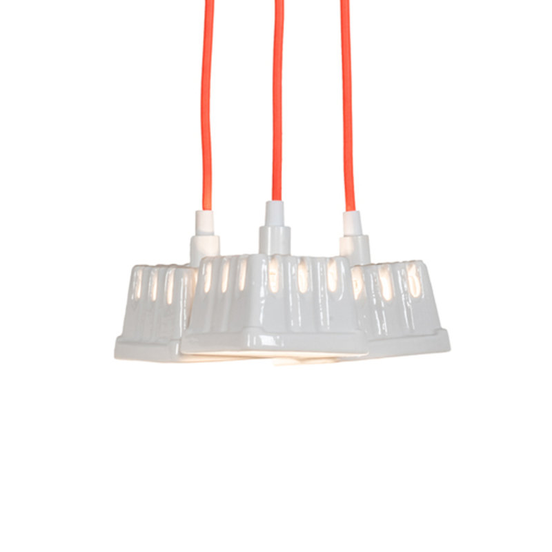 Luminaire suspendu unique à 3 lumières, Blanc/Corail