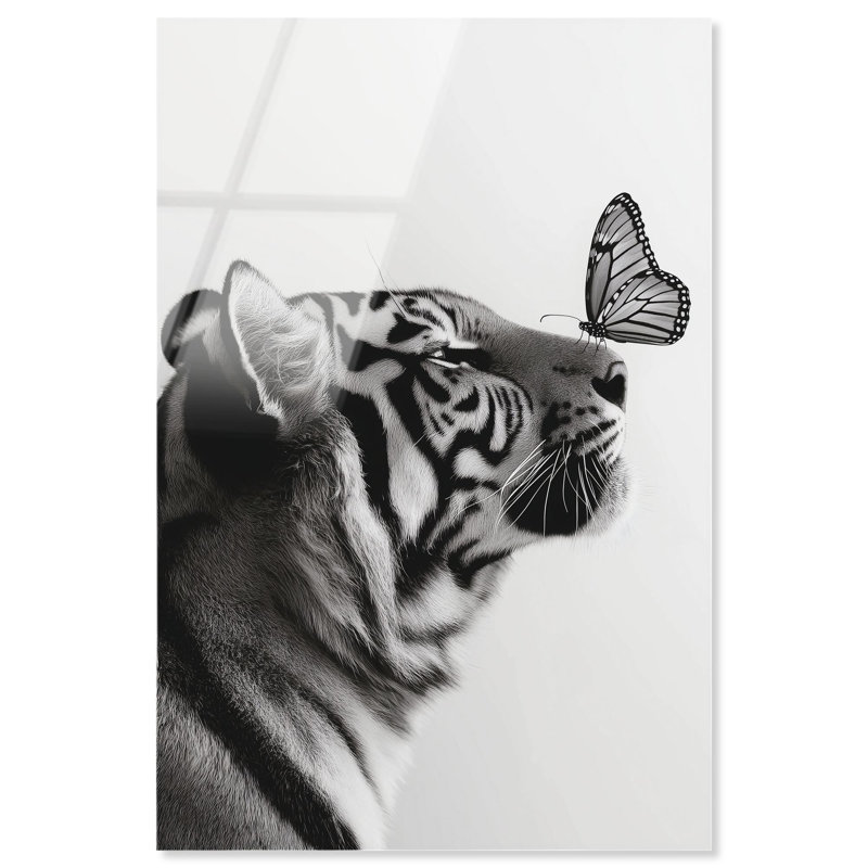 «Tiger and Butterfly», reproduction d'art acrylique par Notoriart, prête à être accrochée, 16 x 24, H 24 po x l 16 po