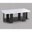 Ensemble 3 pièces gris avec plateau de table blanc et deux tables de bout assorties