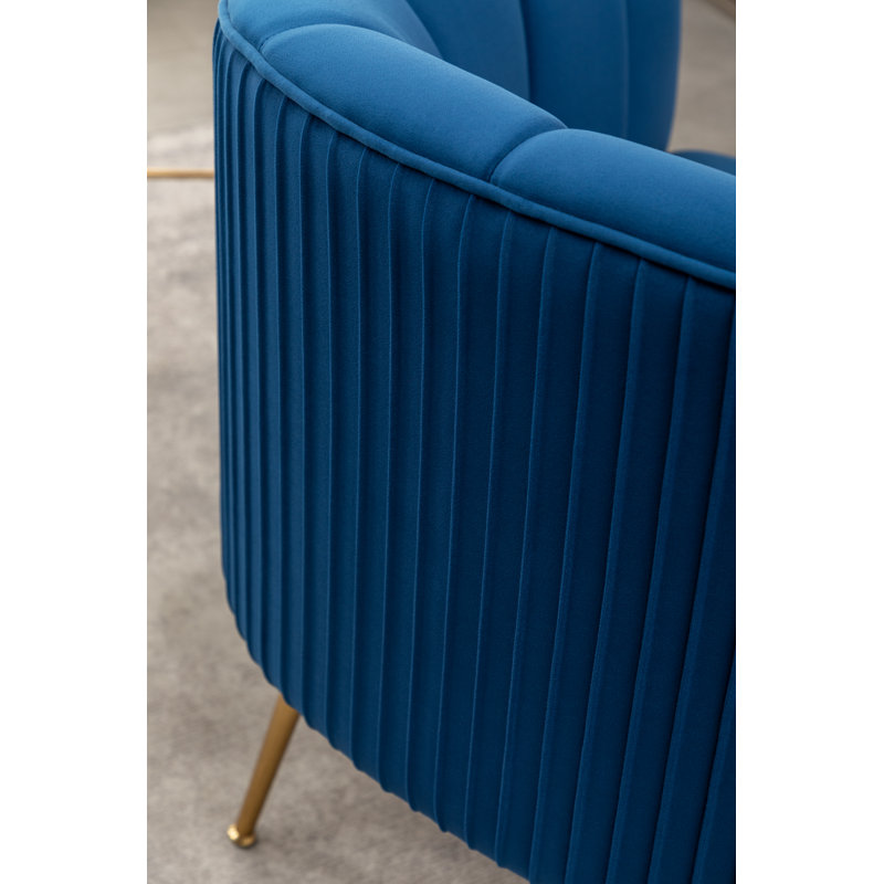 Mariantonietta Velvet Barrel Chair, Blue Velvet