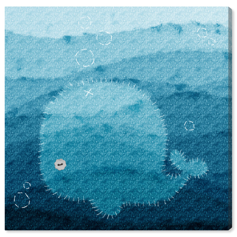 Animaux, baleine cousue, impression sur toile bleu rustique, H 12 po x l 12 po x P 0,8 po