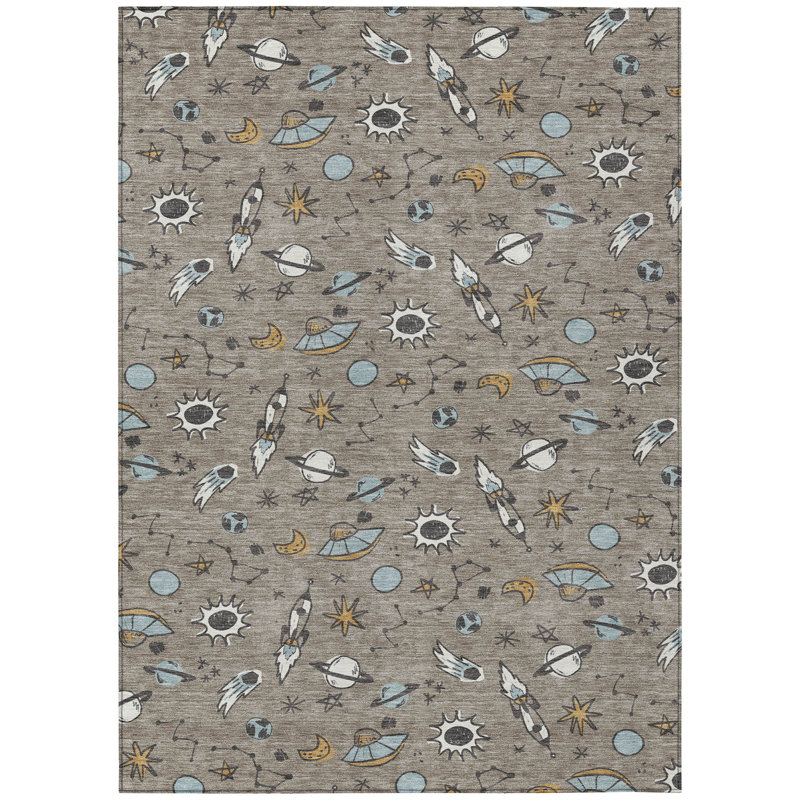 Machine Washable Indoor/Outdoor Chantille ACN2580 Kids Rug, 3' x 5', Taupe