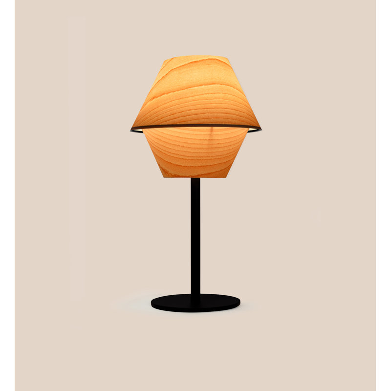 Hotel Table Lamp, Non-Dimmable, Natural Beech, Matte Black