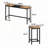 Design Kitchen Dining Table, Pub Table, Long Dining Table Set with 3 Stools, Convenient Hanging Stool Design, Natural+Black