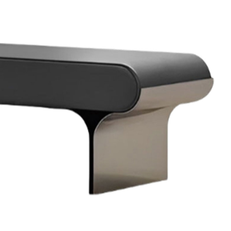 Tabouret de repos minimal en acier inoxydable, Noir, H 17,72 po x l 59,06 po x P 15,75 po