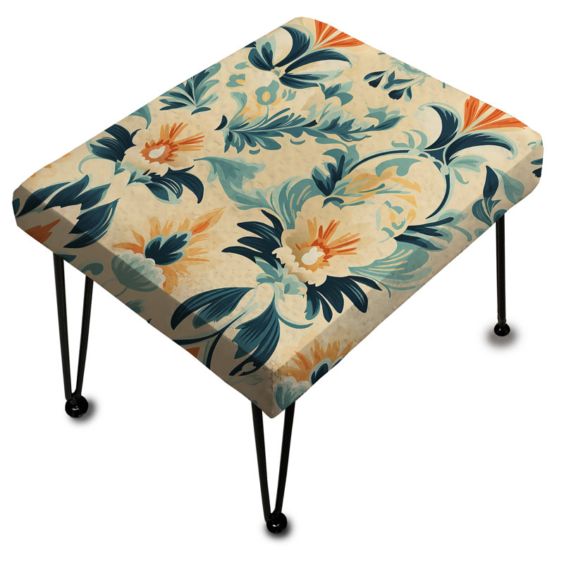 Blue And Orange Victorian Ikat Legacy - Ikat Rectangle Ottoman
