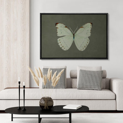 Abstract Green Butterfly Artwork Simple Minimalist Modern Bedroom Framed Canvas Print Wall Art