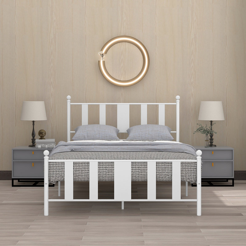 Alexnader Metal Platform Bed, Full, White