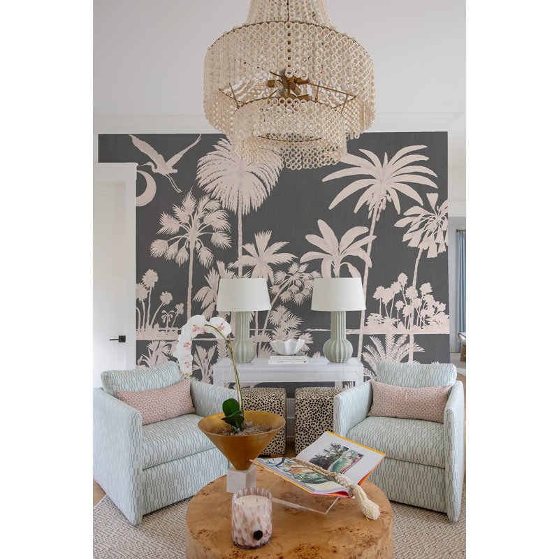 Murale Charleston Marsh Breeze par Megan Molten, Noir / Rose, Papier