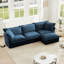 Canapé modulaire en L avec housse en L, canapé-lit en chenille confortable avec repose-pieds convertible et 2 gros coussins, canapé surdimensionné moderne à 3 places pour bureau de salon, bleu
