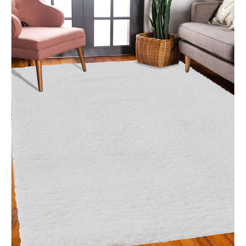 Feather Jessia White Area Rug, Rectangle 5'3" x 7'2"