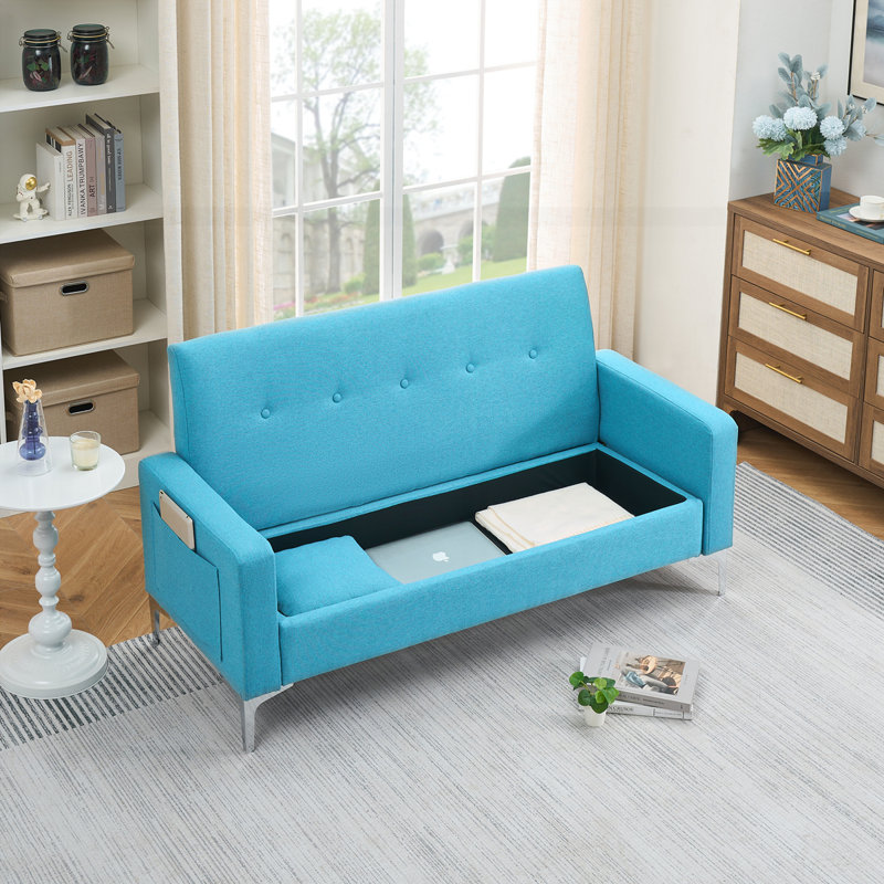 57-inch Comfortable Double Sofa, Blue