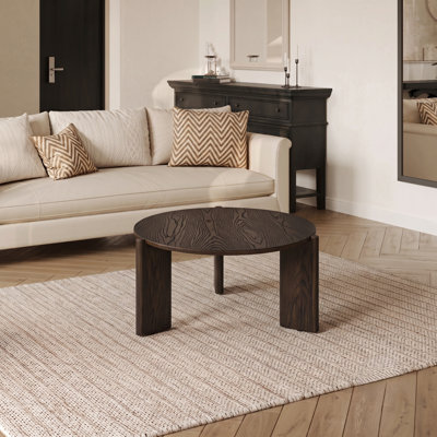 Table basse ronde ronde en bois massif Claremont