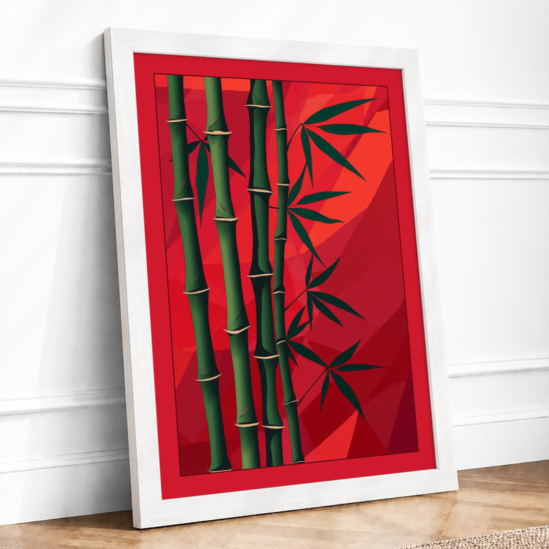 Crimson Bamboo Japandi - Print, A1 - 84.1 x 59.4 cm, White