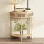 Console en bois massif de 31 po Cantina, table d'appoint en demi-lune en rotin authentique-272338820