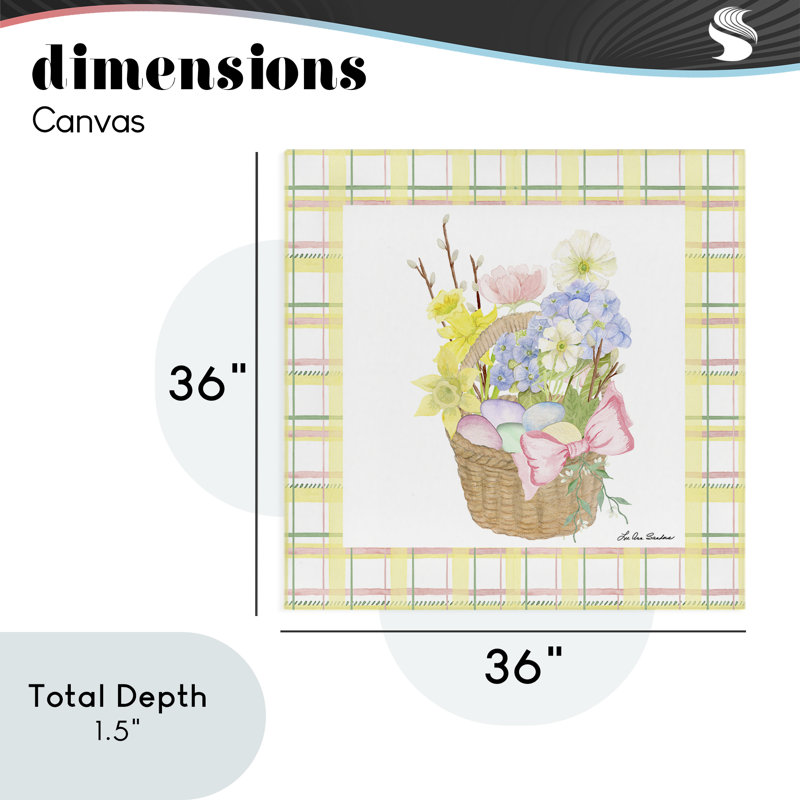 Panier de printemps sur toile écossaise, design par Lee Ann Sanders, H 36 po x l 36 po