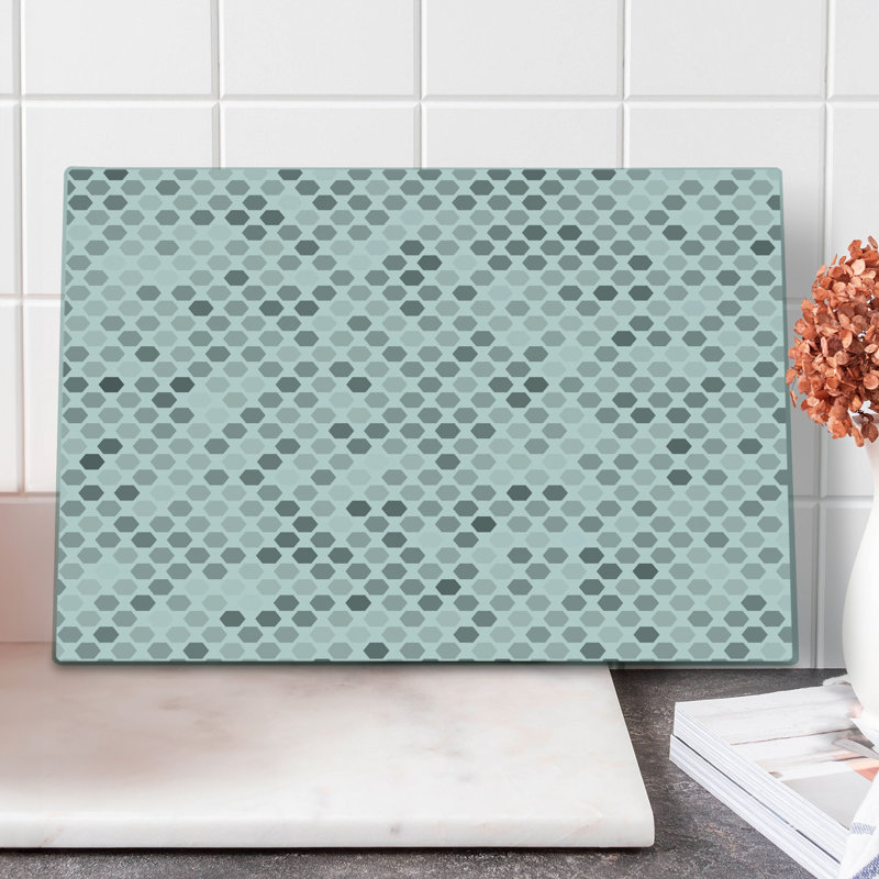 Ambesonne Geometric Cutting Board Large Size Zig Zag Hexagon White