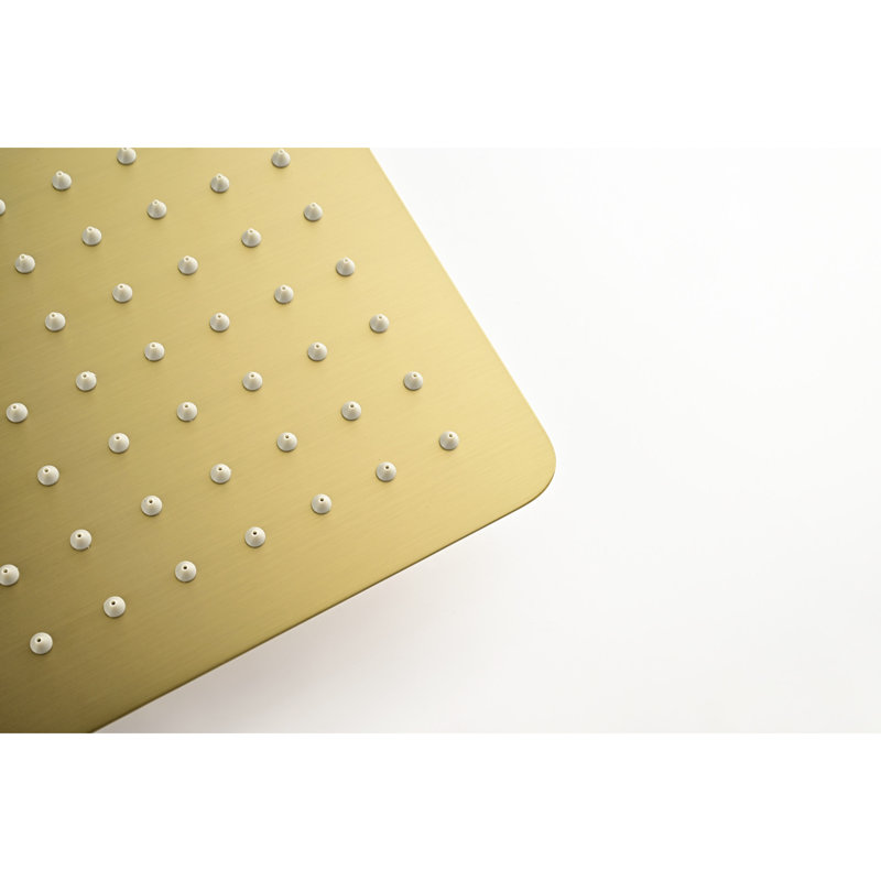 Stainless Steel Brushed Gold Shower Head - High Rainfall, Water Saving, Unclogging Nozzle, Works With All Standard Arm Forms Steel, Easy Clean Fits Arms